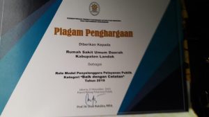 RSUD Landak Raih Penghargaan Role Model Penyelenggara Pelayanan Publik