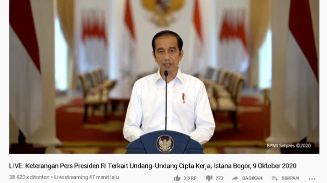 Jokowi: Demonstrasi UU Cipta Kerja Disebabkan Disinformasi di Media Sosial
