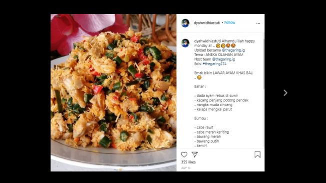Resep Lawar Ayam Khas Bali, Tetap Nikmat Tanpa Bahan Tambahan Ini