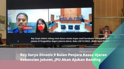 Roy Suryo Divonis 9 Bulan Penjara Kasus Ujaran Kebencian Jokowi, JPU Akan Ajukan Banding