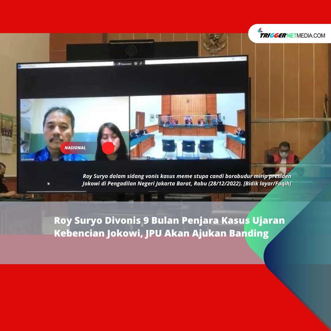 Roy Suryo Divonis 9 Bulan Penjara Kasus Ujaran Kebencian Jokowi, JPU Akan Ajukan Banding